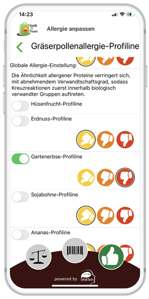 Erbsenallergie-App